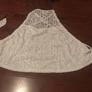 Hollister halter white lace crop top